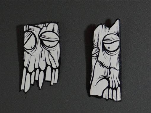 Small Hanging Faces - b&w